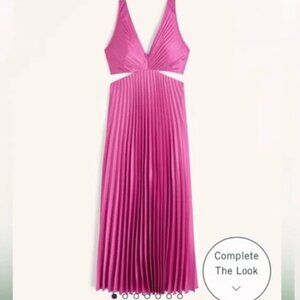 Abercrombie Fitch A&F Giselle Pleated Cutout Maxi Dress in Dark Pink